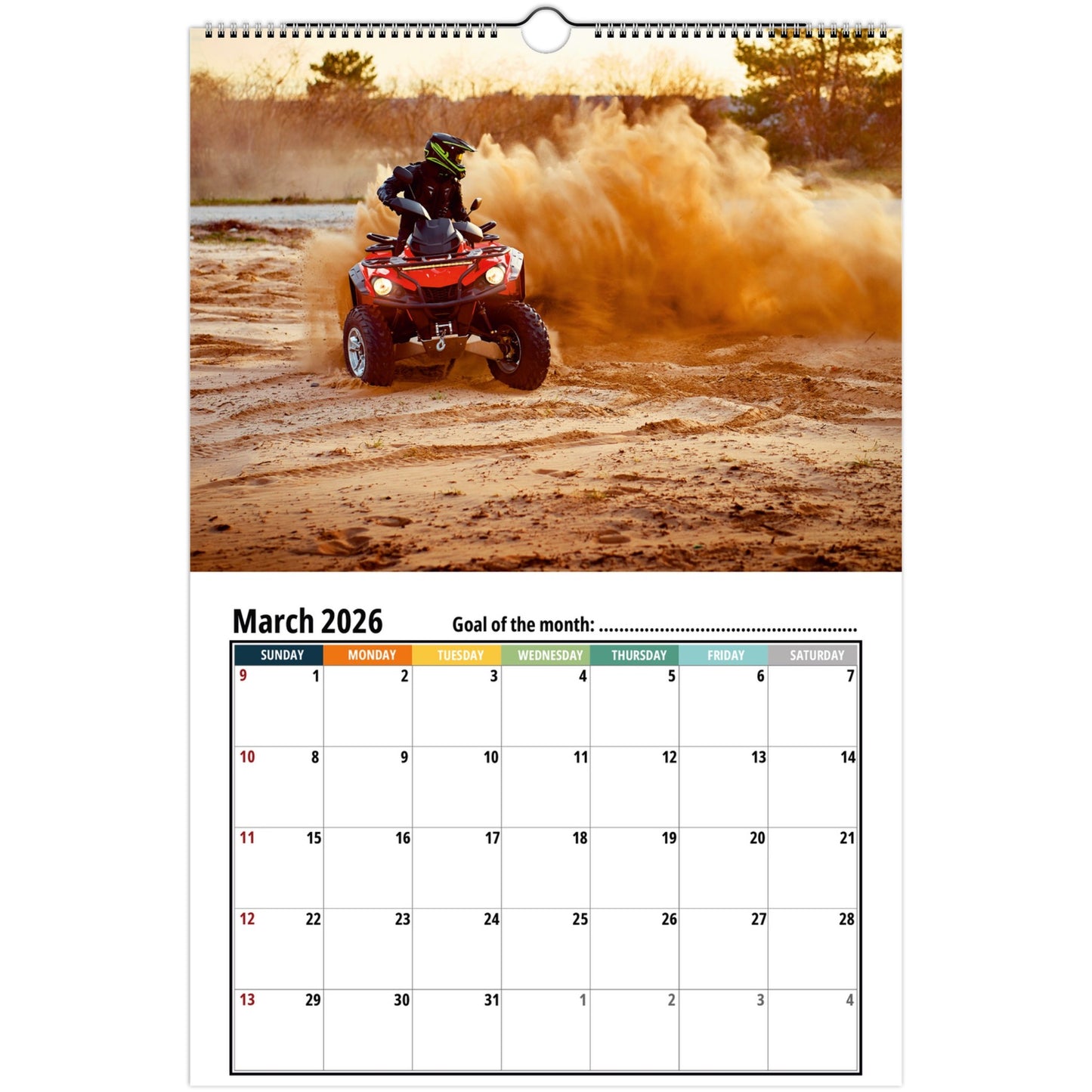 Quad Bike Wall Calendar 2026 2