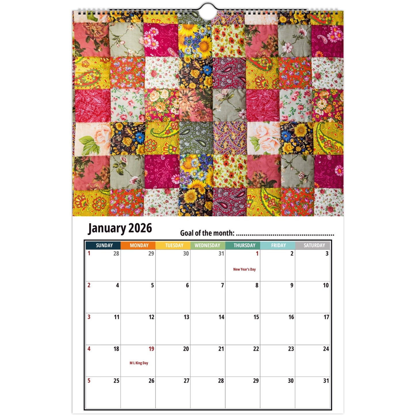 Quilt Wall Calendar 2026