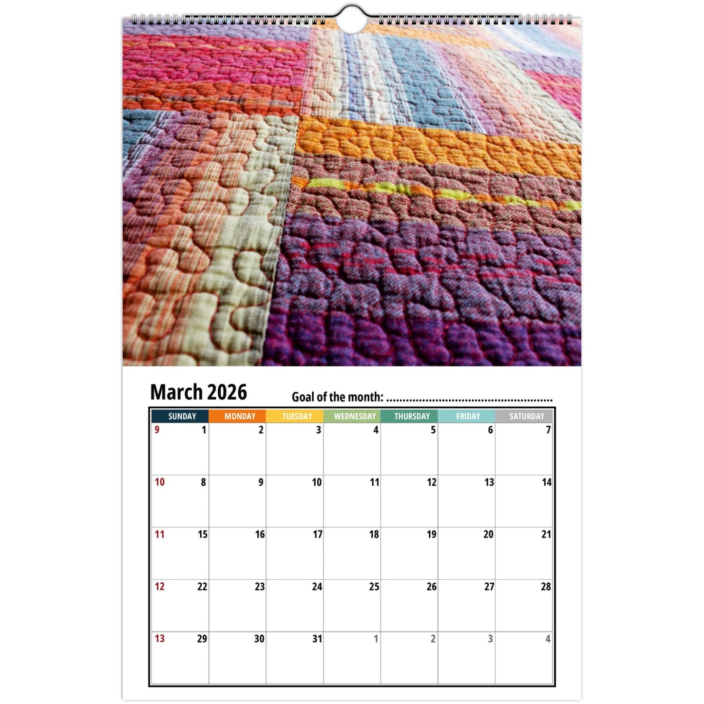 Quilt Wall Calendar 2026