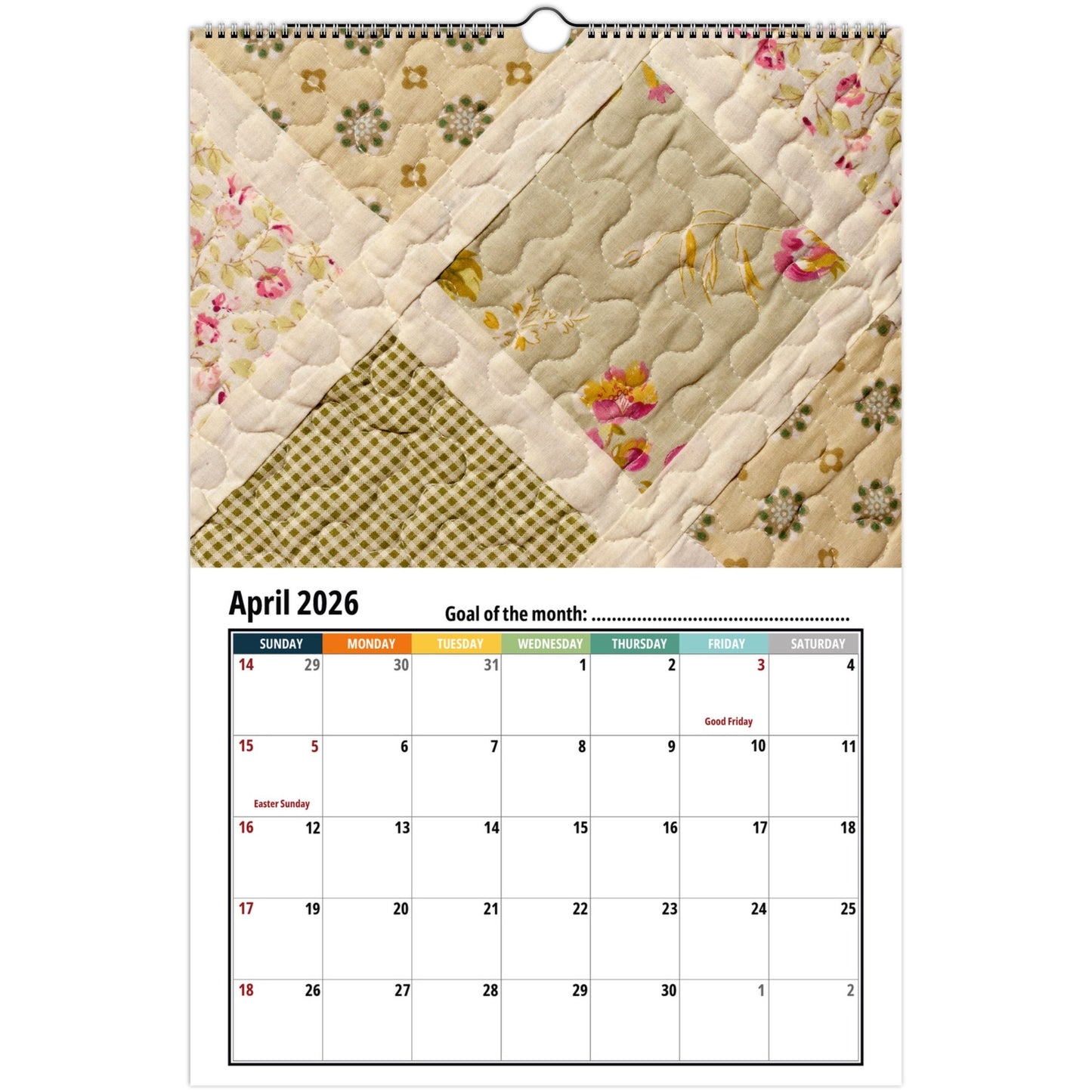 Quilt Wall Calendar 2026