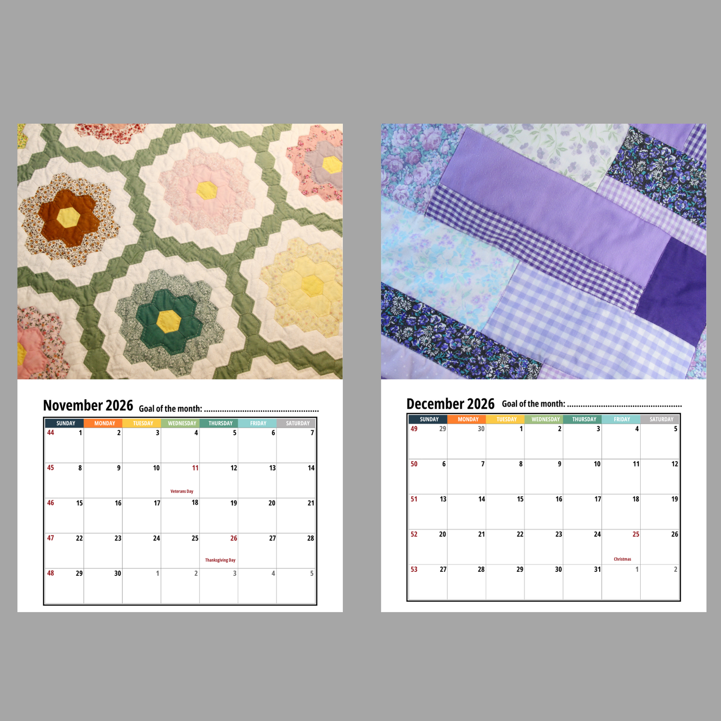 Quilt Wall Calendar 2026