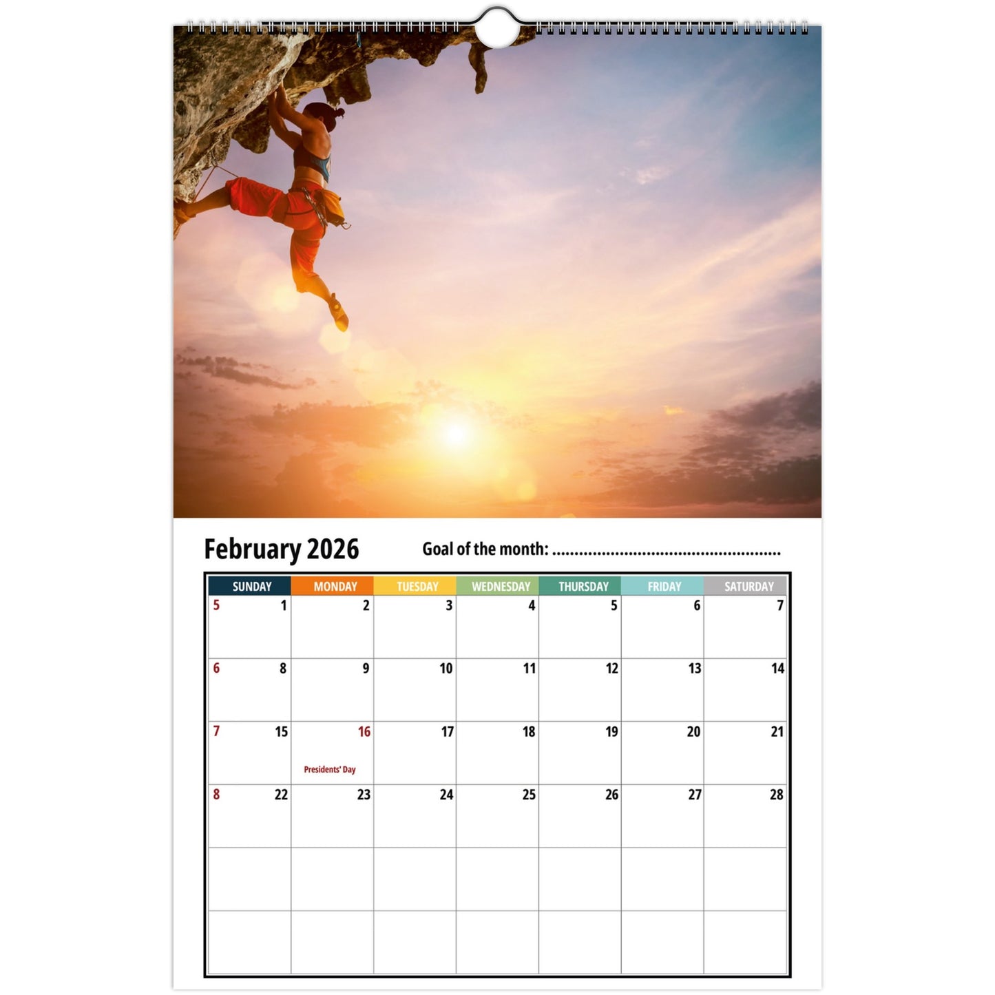Rock Climbing Wall Calendar 2026