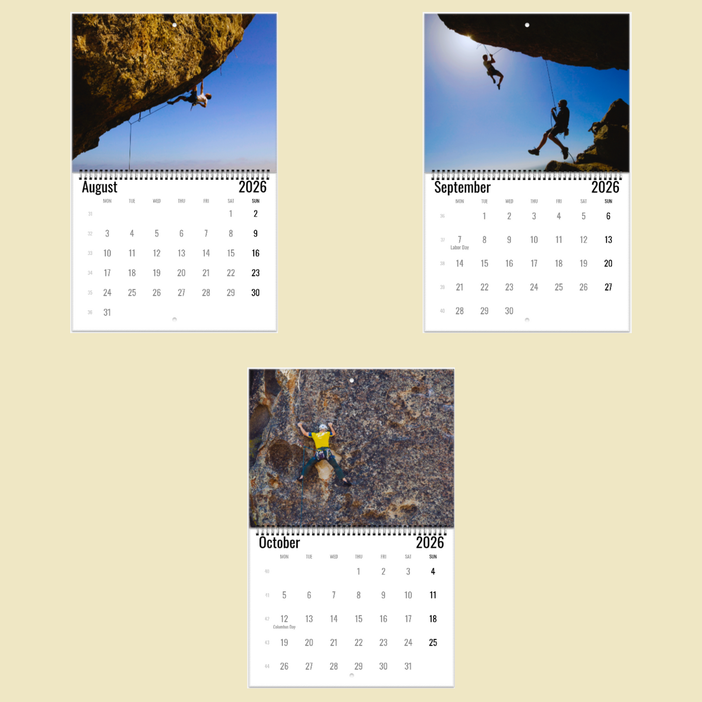 Rock Climbing Wall Calendar 2026