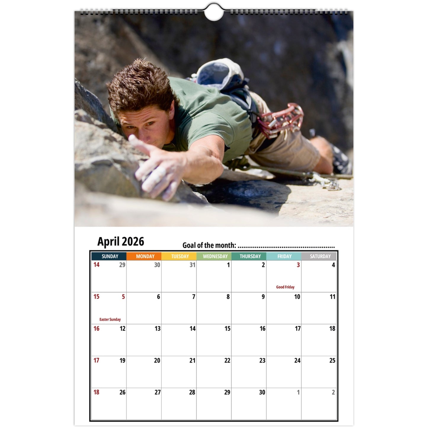 Rock Climbing Wall Calendar 2026