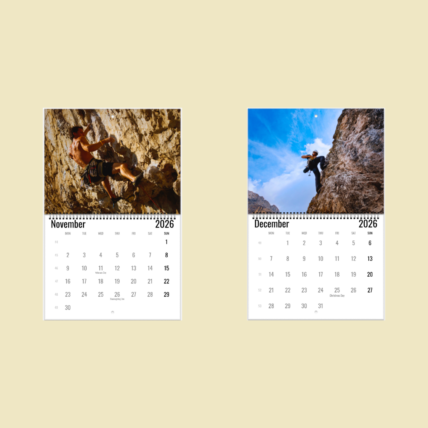 Rock Climbing Wall Calendar 2026