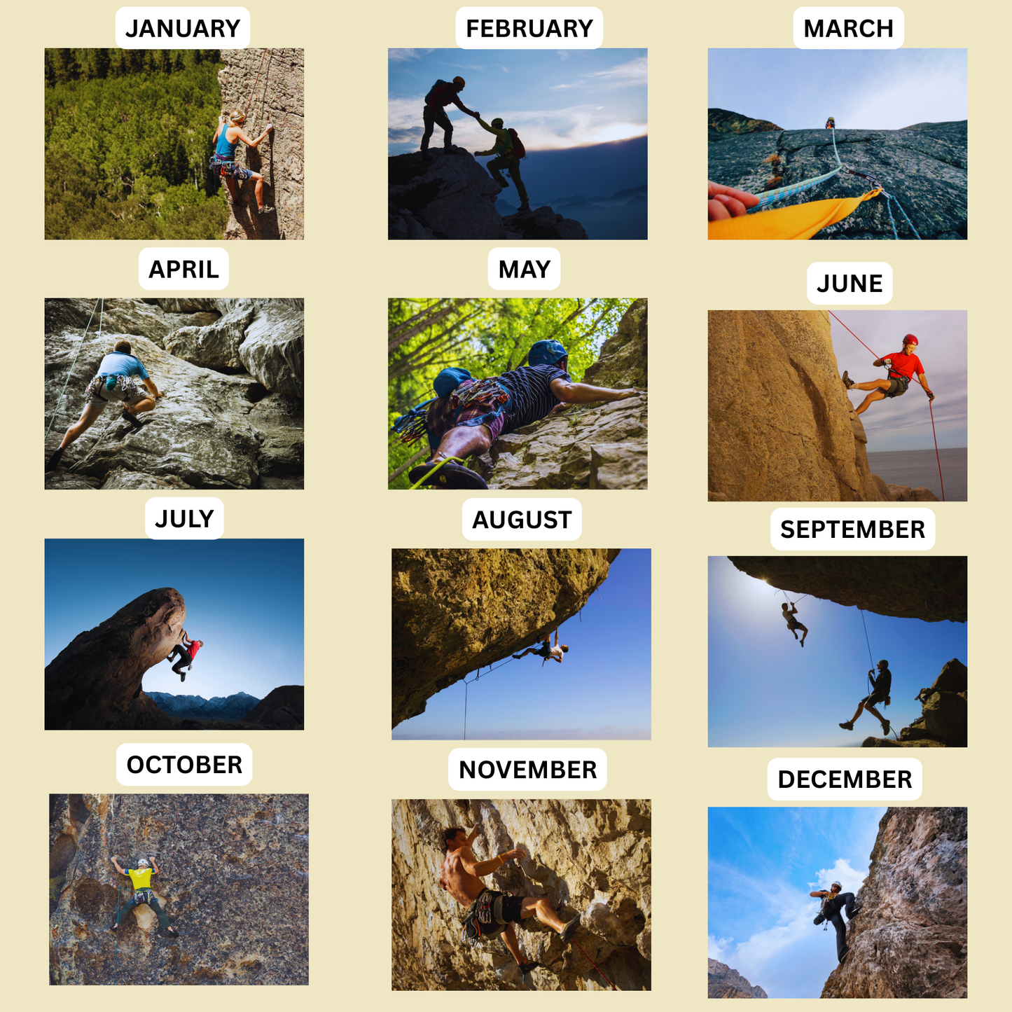 Rock Climbing Wall Calendar 2026