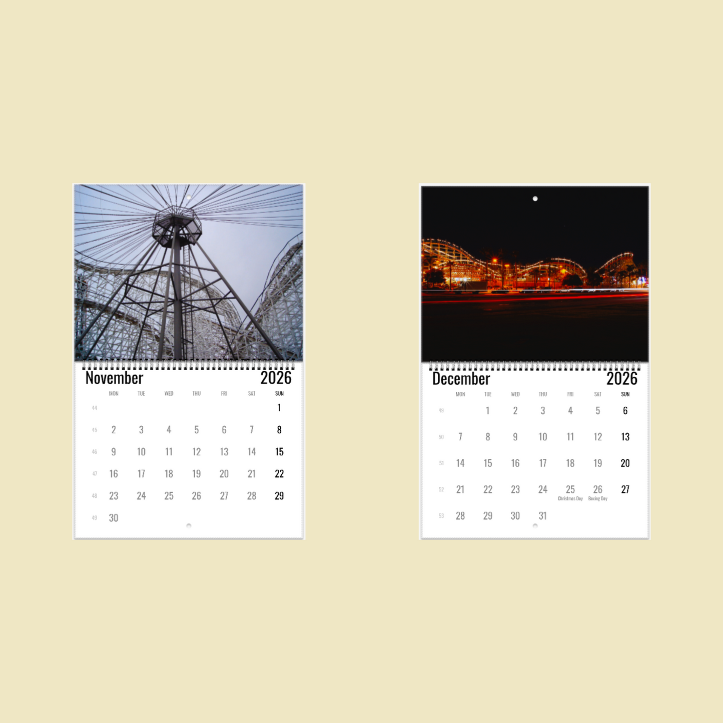 Roller Coaster Wall Calendar 2026