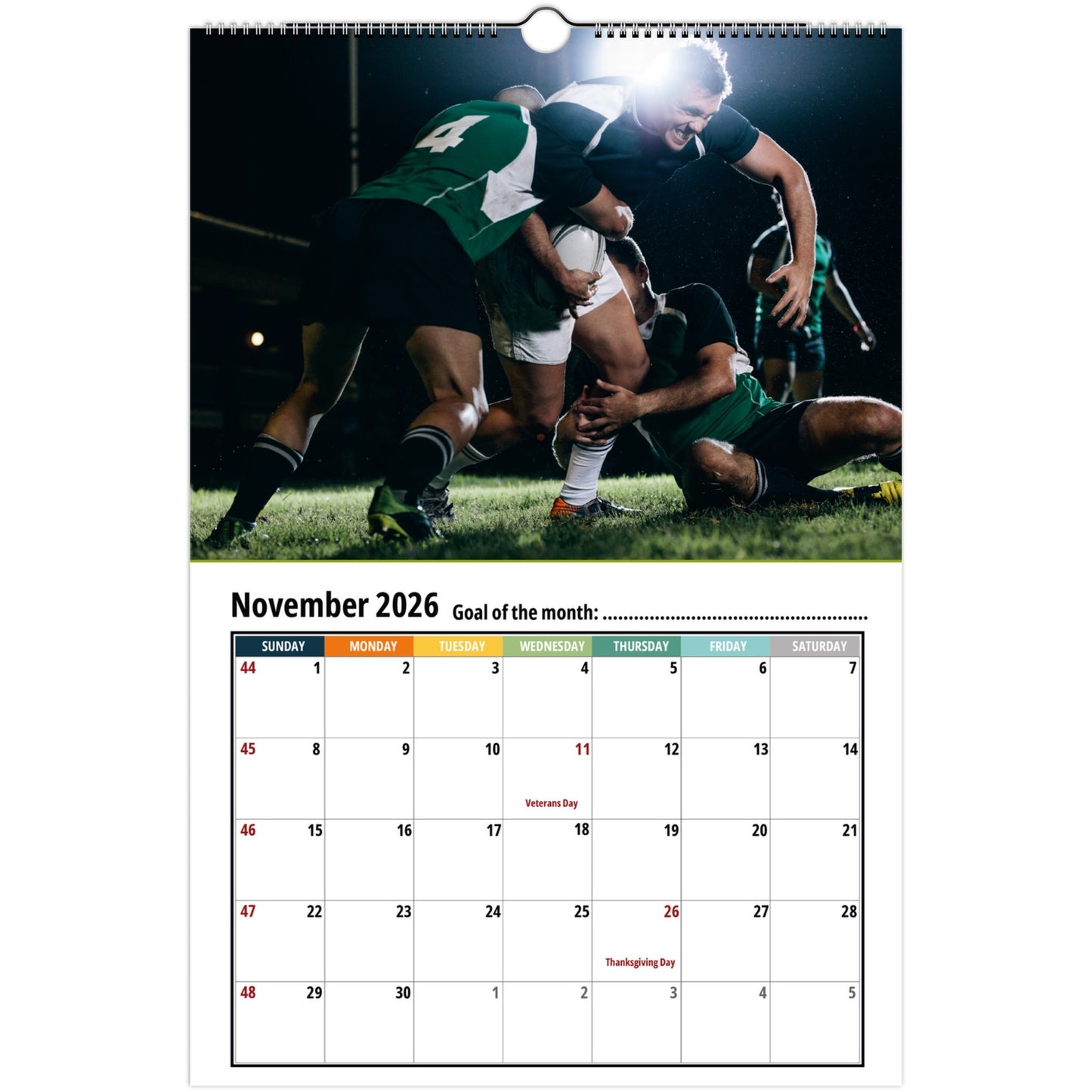 Rugby Wall Calendar 2026 2