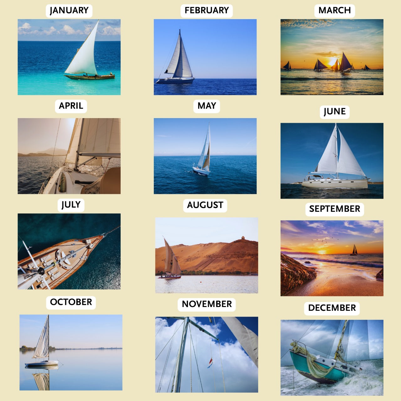 Sailboat Wall Calendar 2026