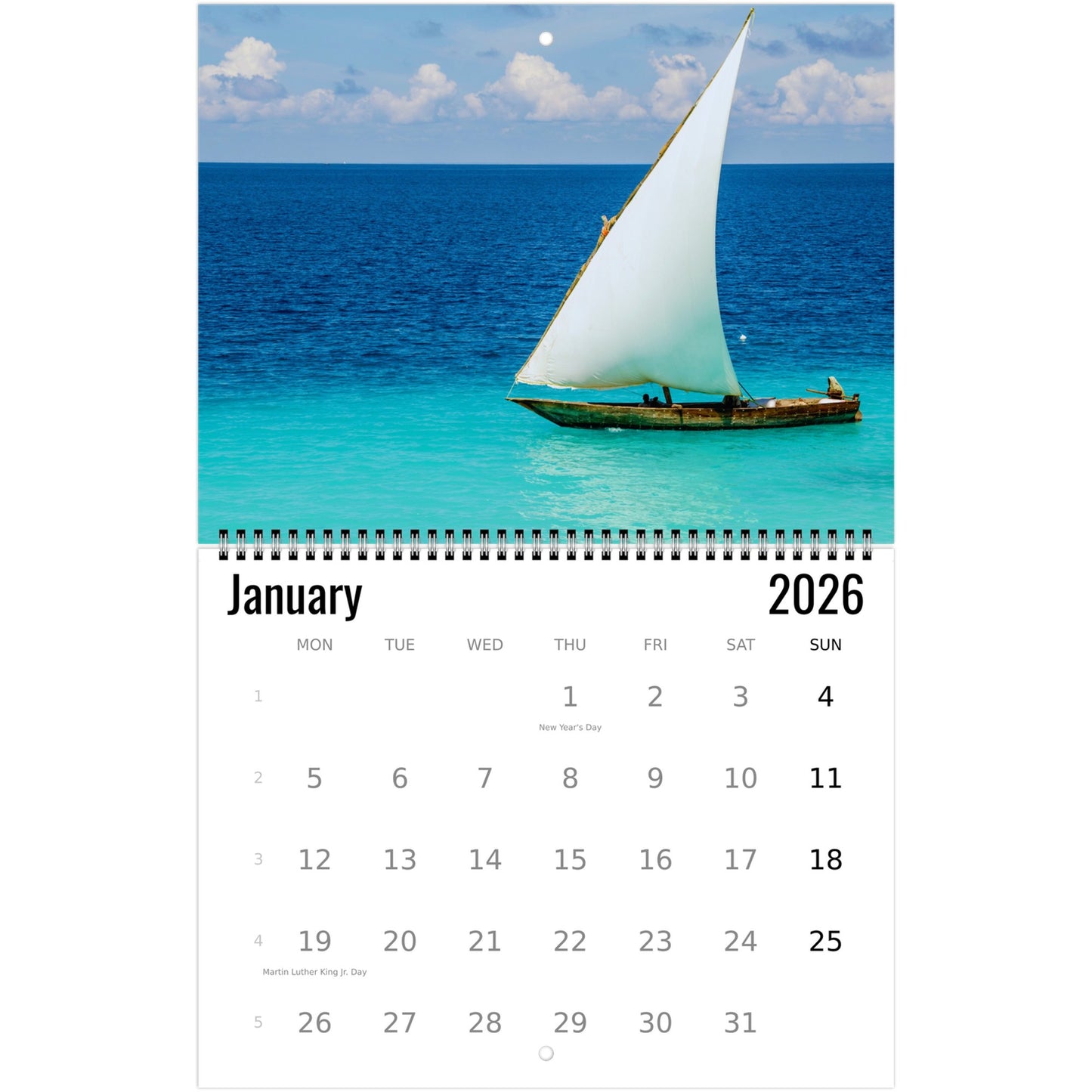 Sailboat Wall Calendar 2026