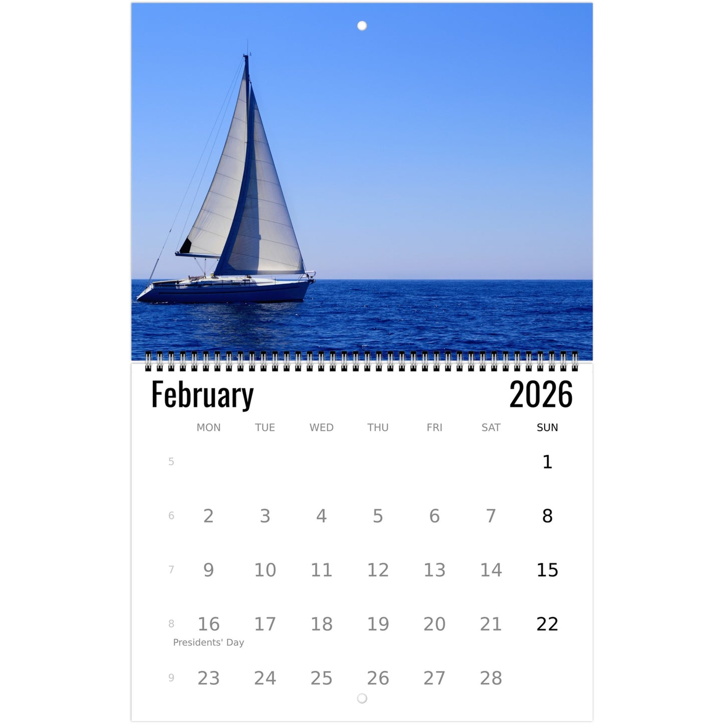 Sailboat Wall Calendar 2026