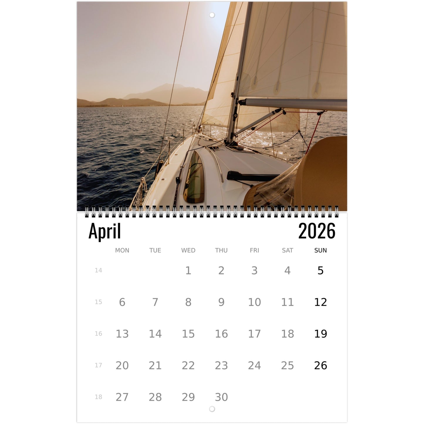 Sailboat Wall Calendar 2026