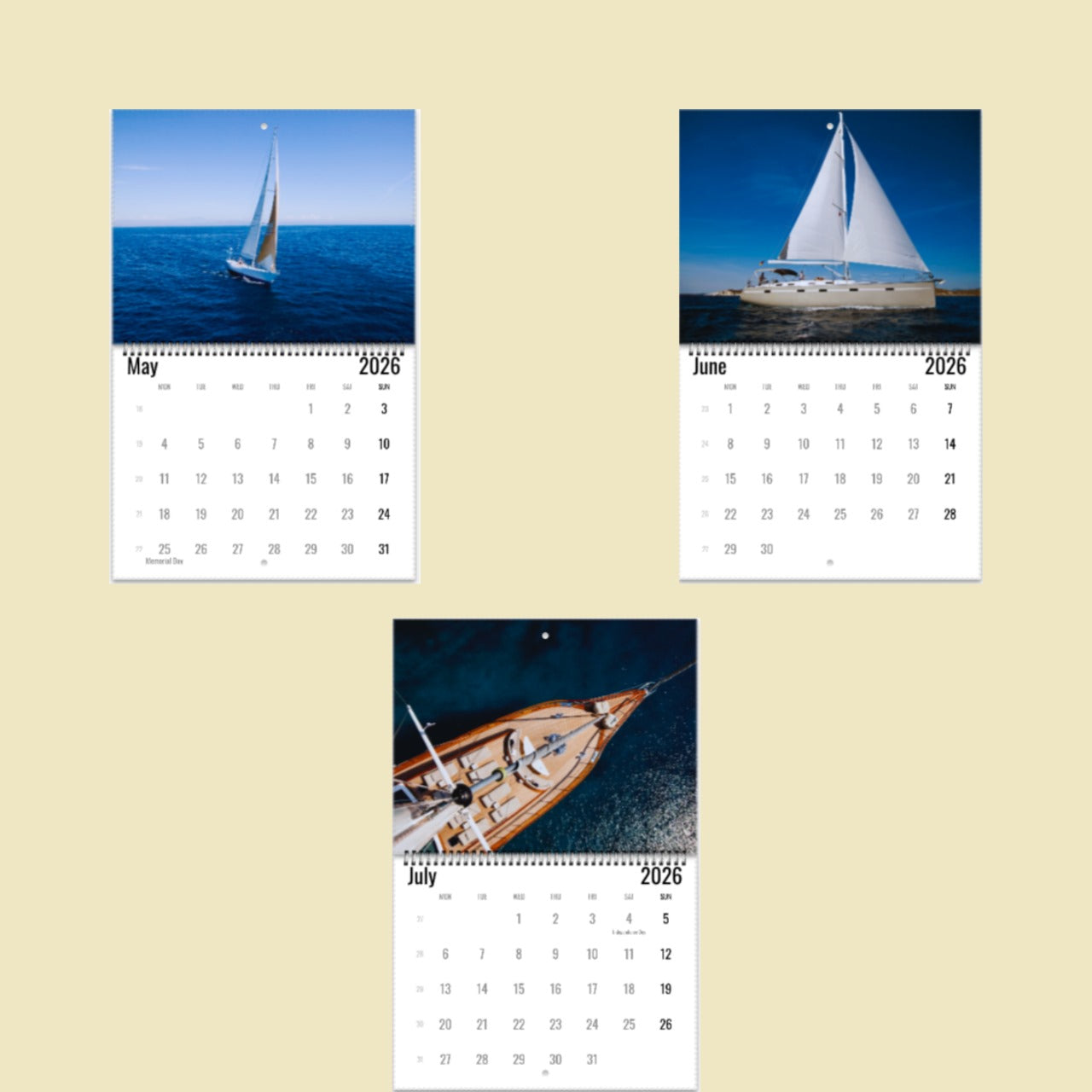 Sailboat Wall Calendar 2026