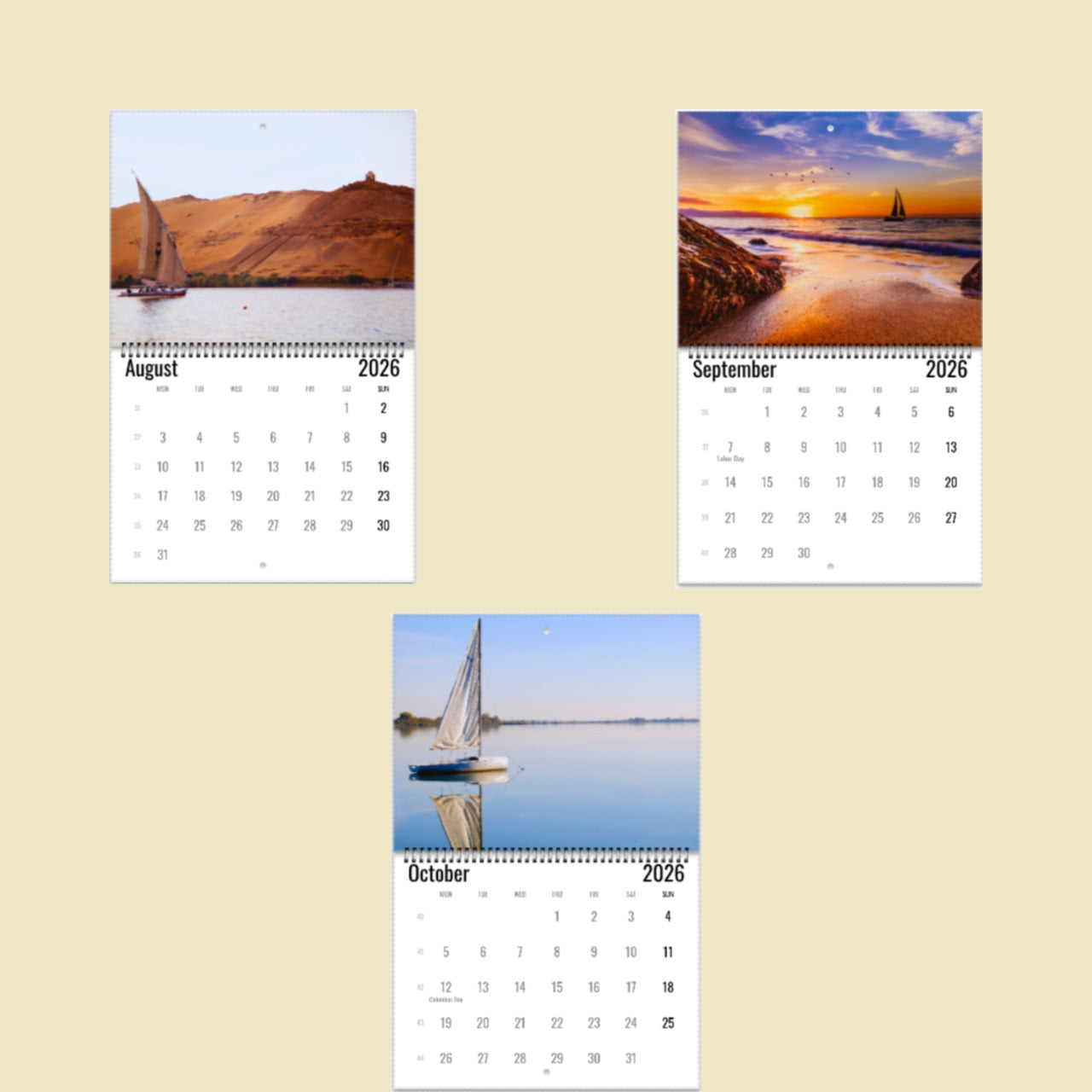 Sailboat Wall Calendar 2026