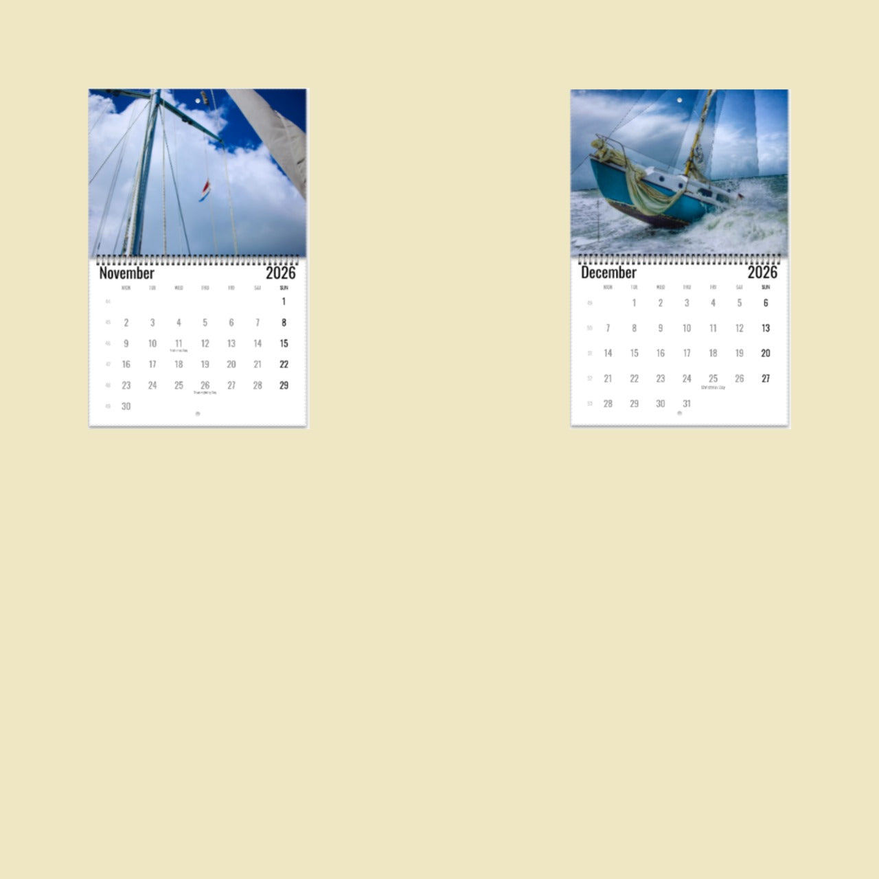 Sailboat Wall Calendar 2026