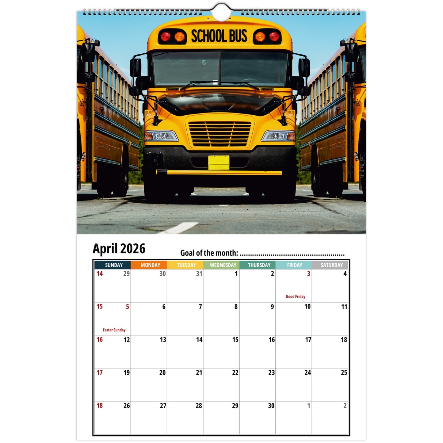 School Bus 2026 Calendar
