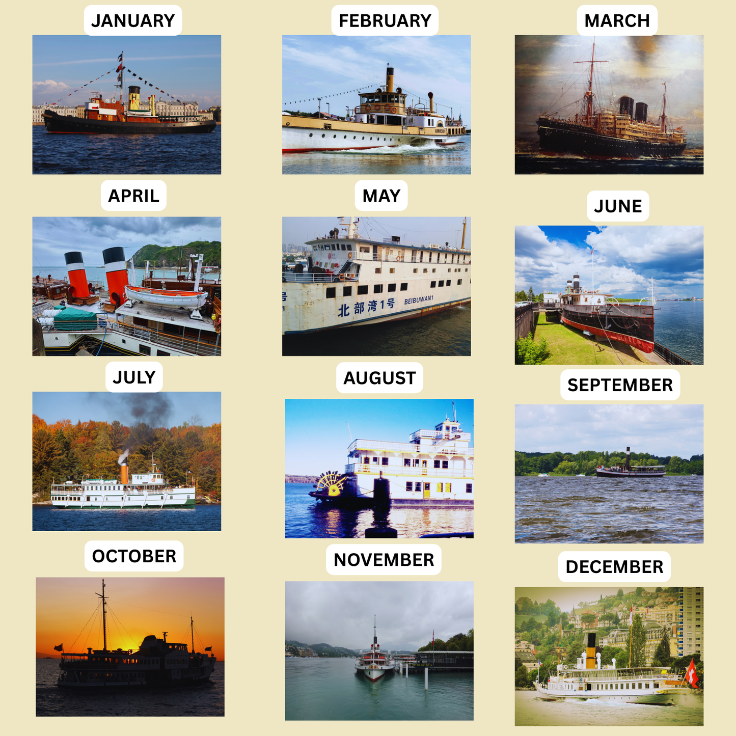 Steamship Wall Calendar 2026