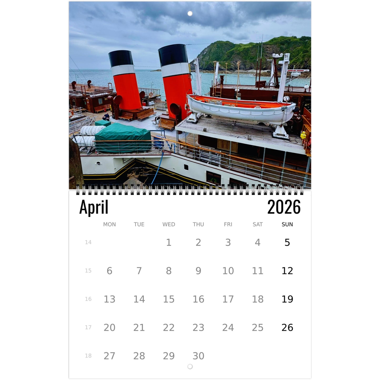 Steamship Wall Calendar 2026