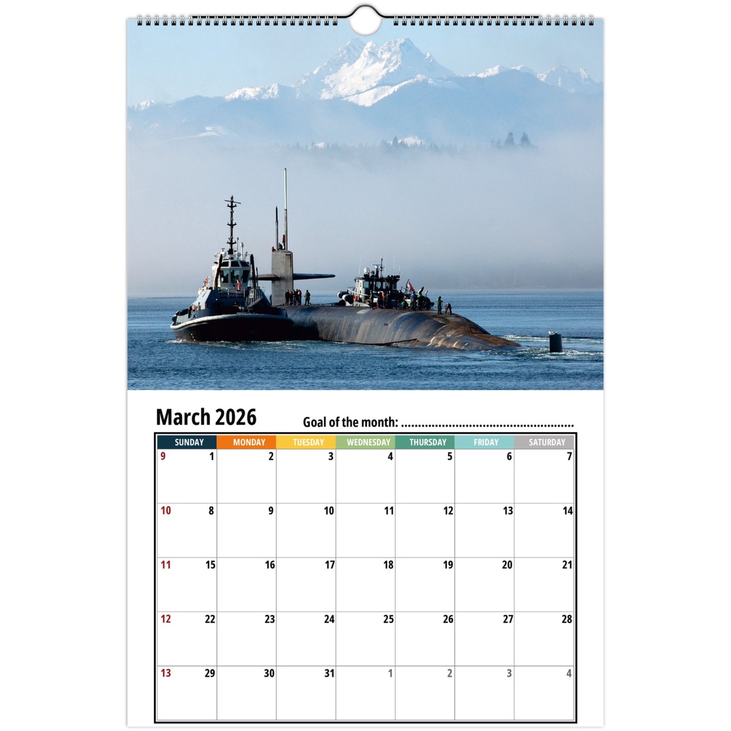 Submarine Wall Calendar 2026