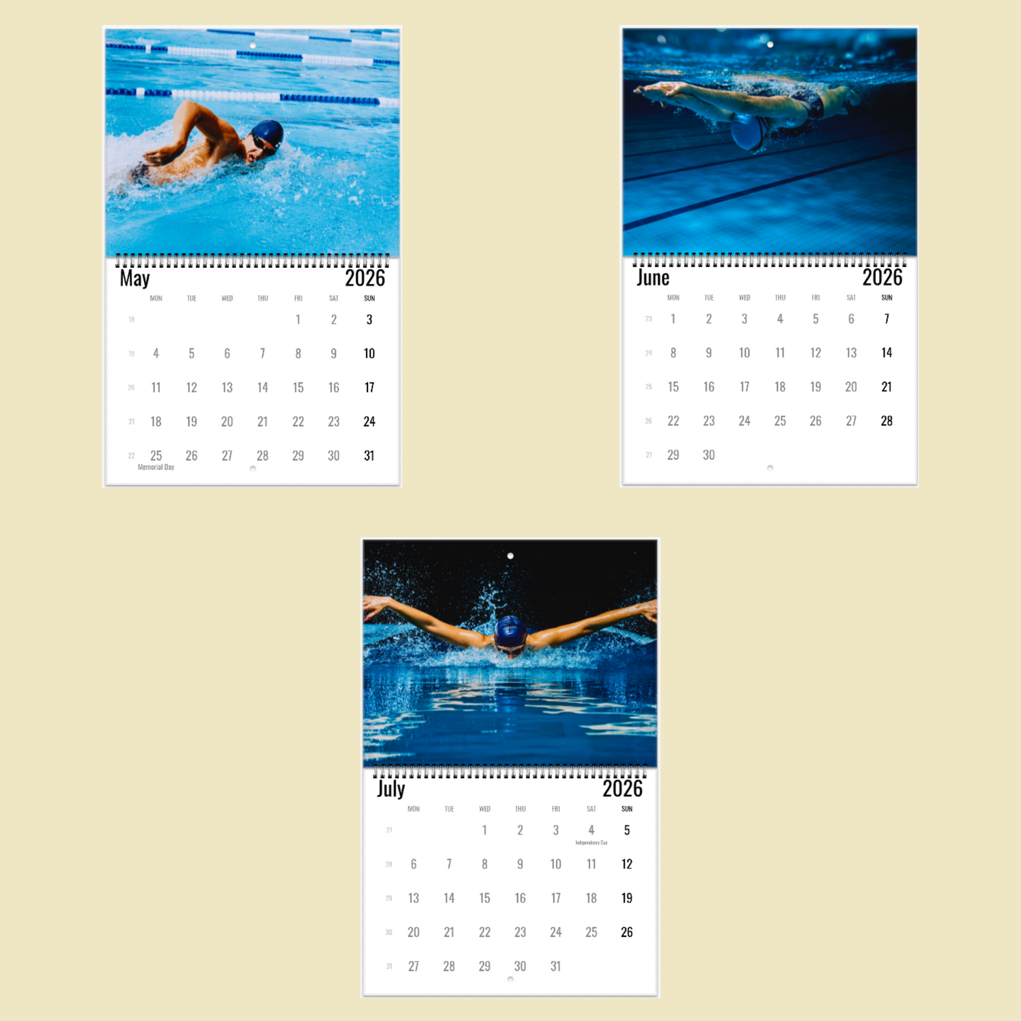 Swimming Wall Calendar 2026