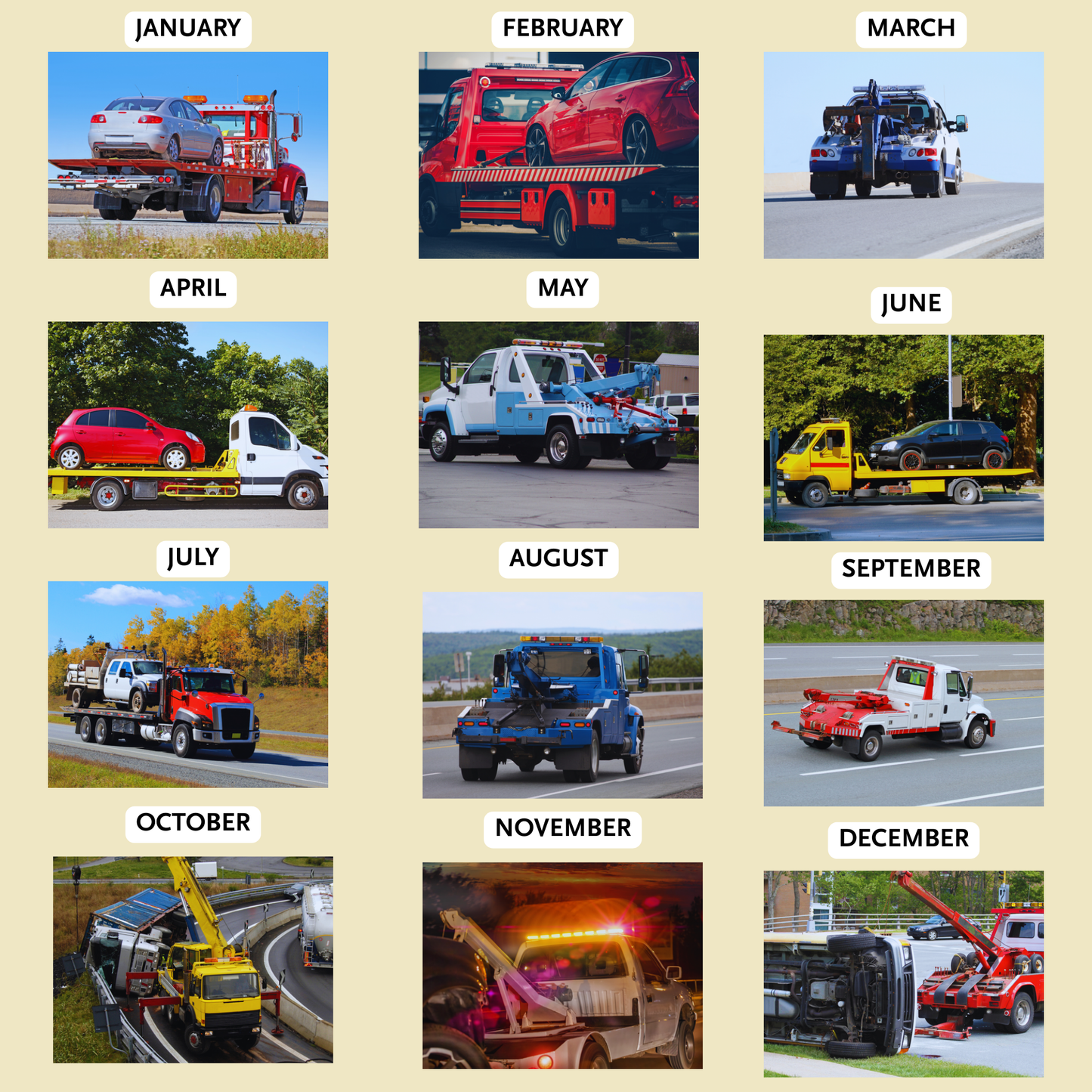 Tow Truck Calendar 2026