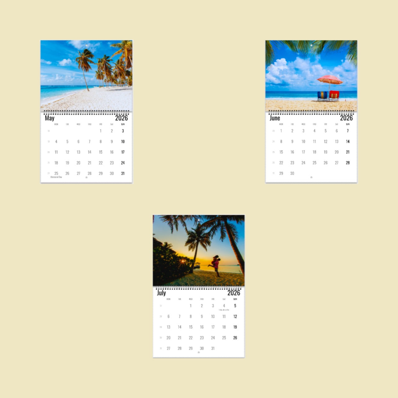 Tropical Beach Wall Calendar 2026