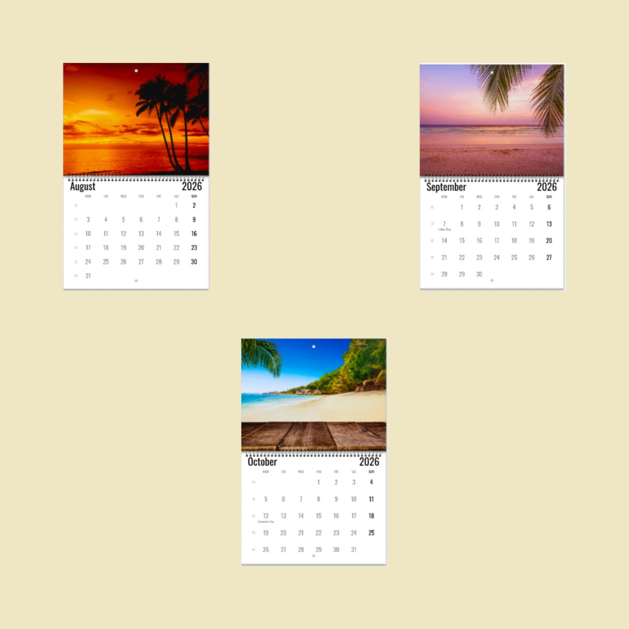 Tropical Beach Wall Calendar 2026