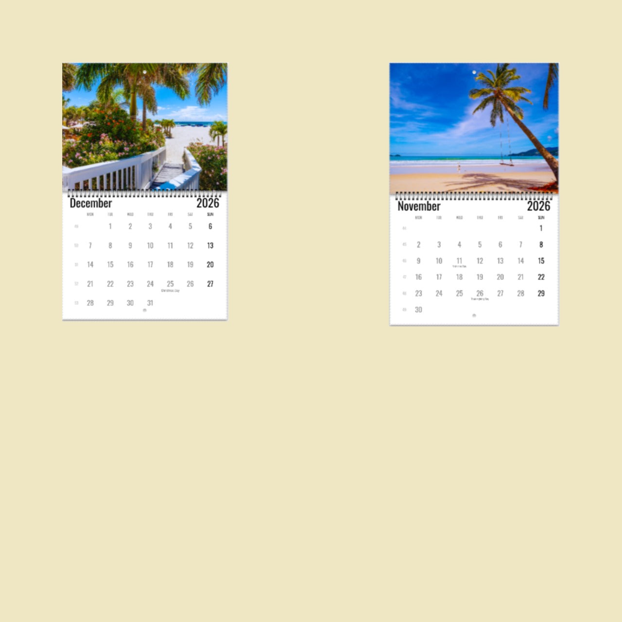 Tropical Beach Wall Calendar 2026