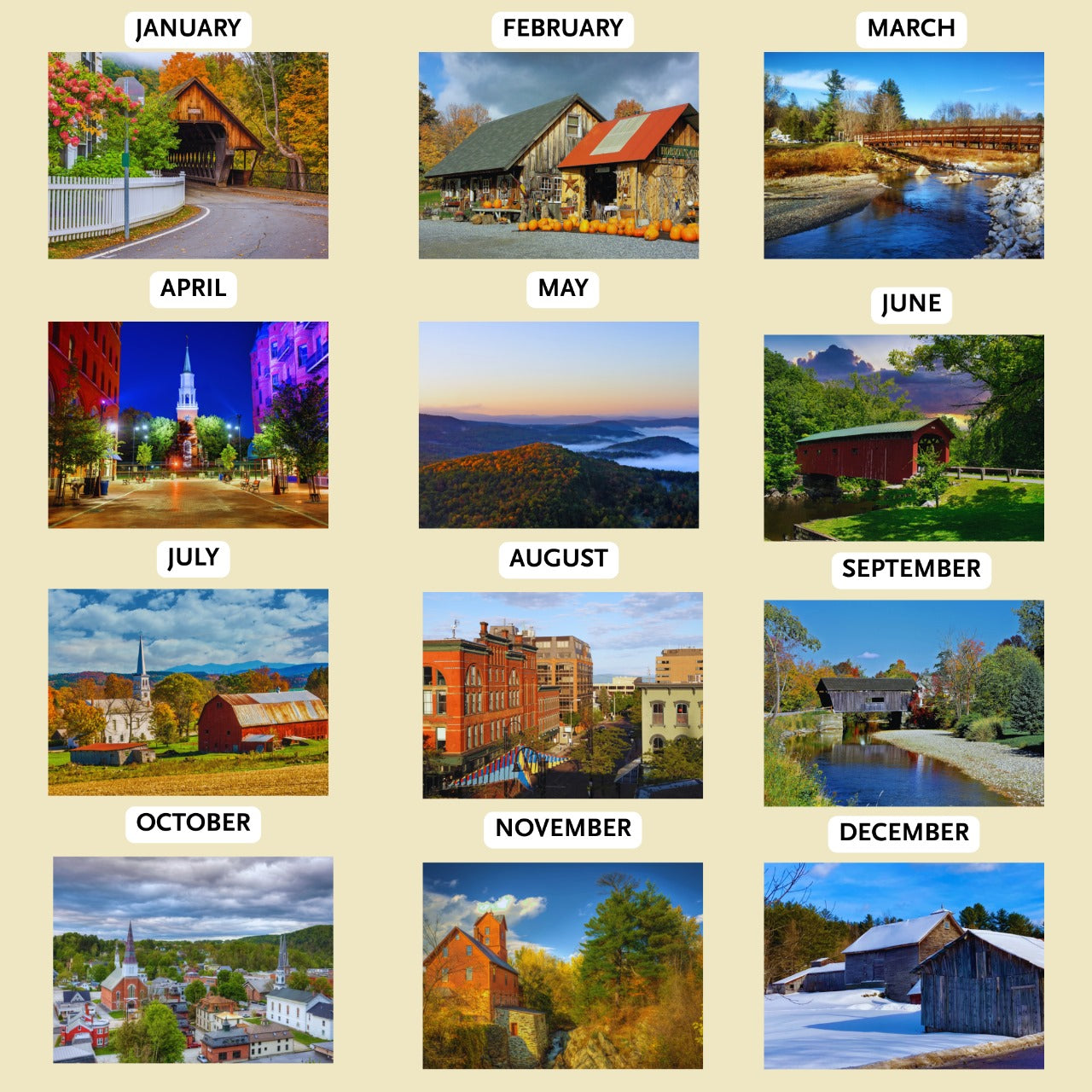 Vermont Wall Calendar 2026 1