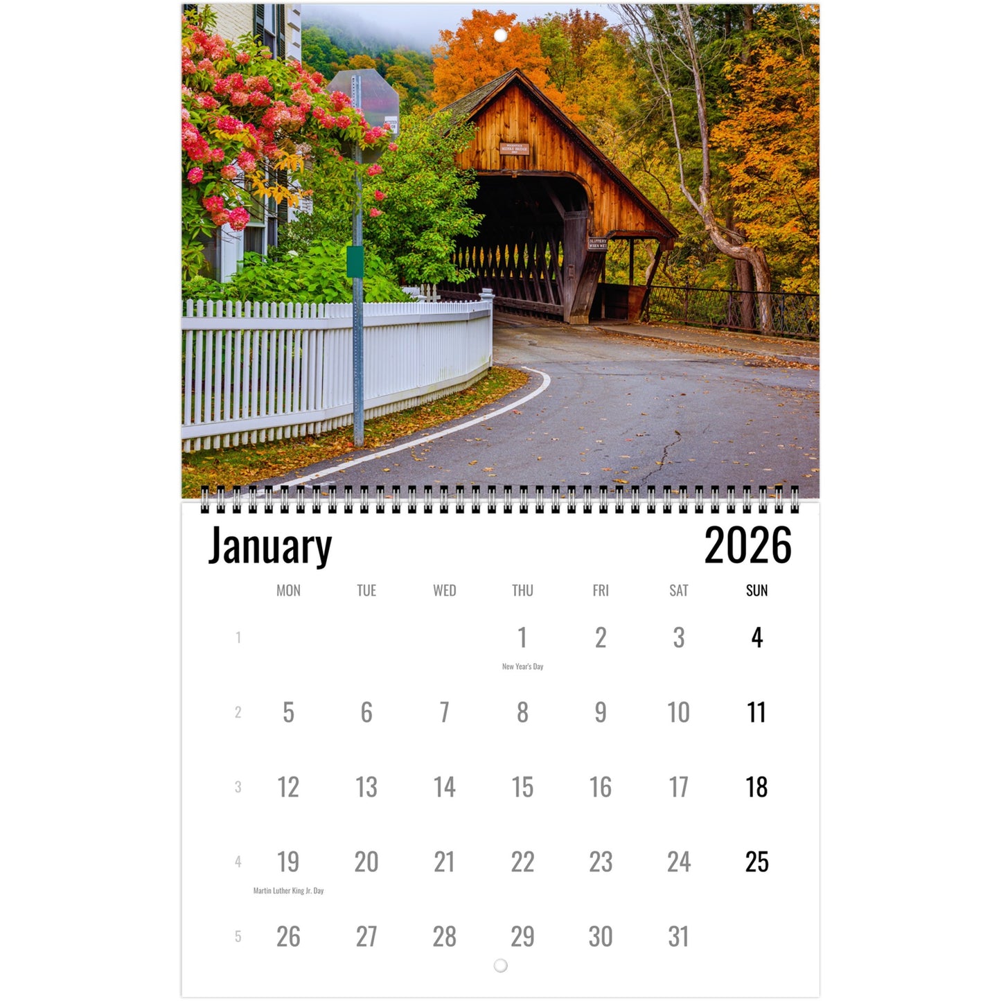 Vermont Wall Calendar 2026 2
