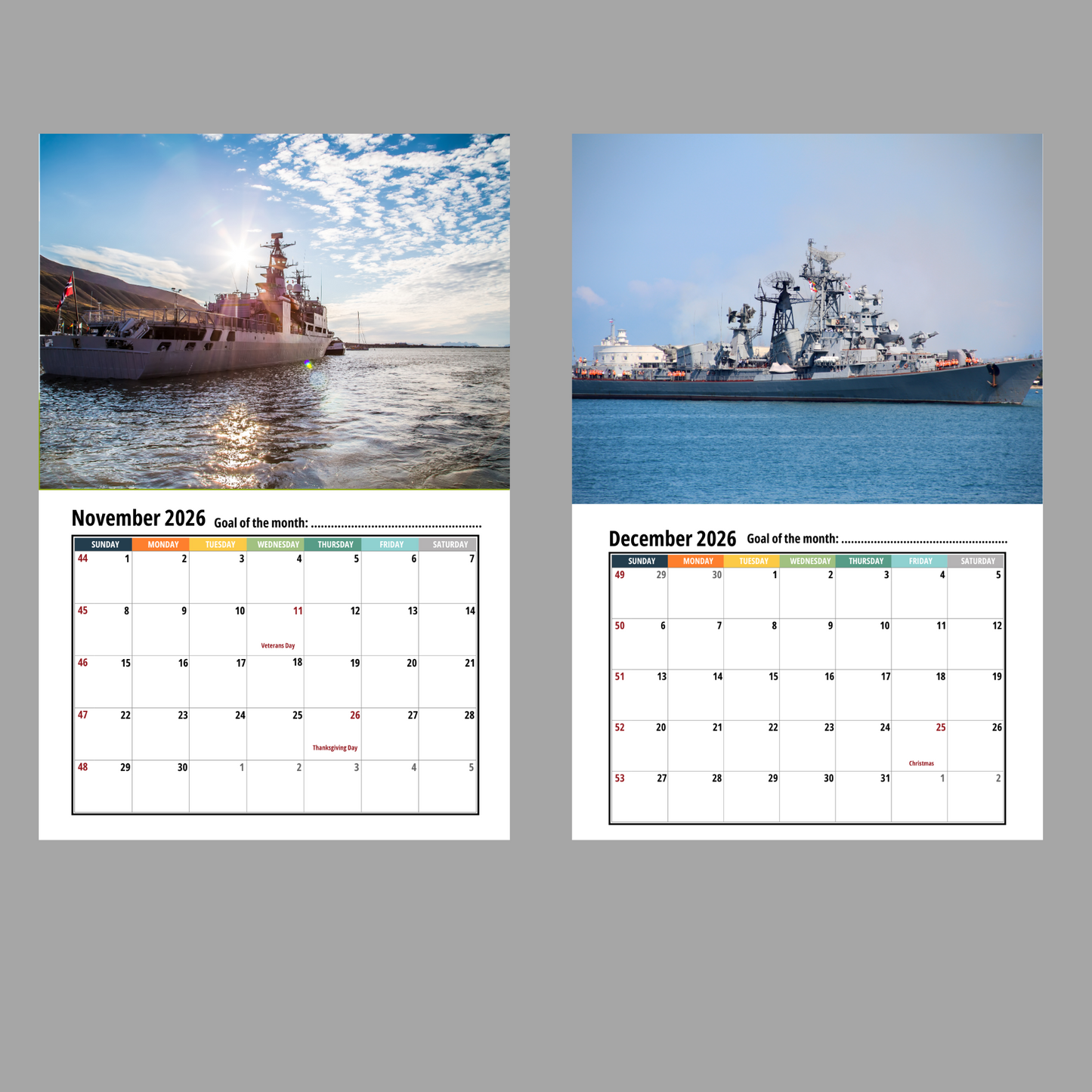 Battleship Wall Calendar 2026