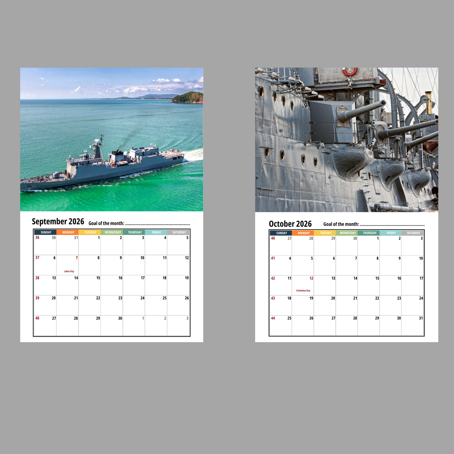 Battleship Wall Calendar 2026