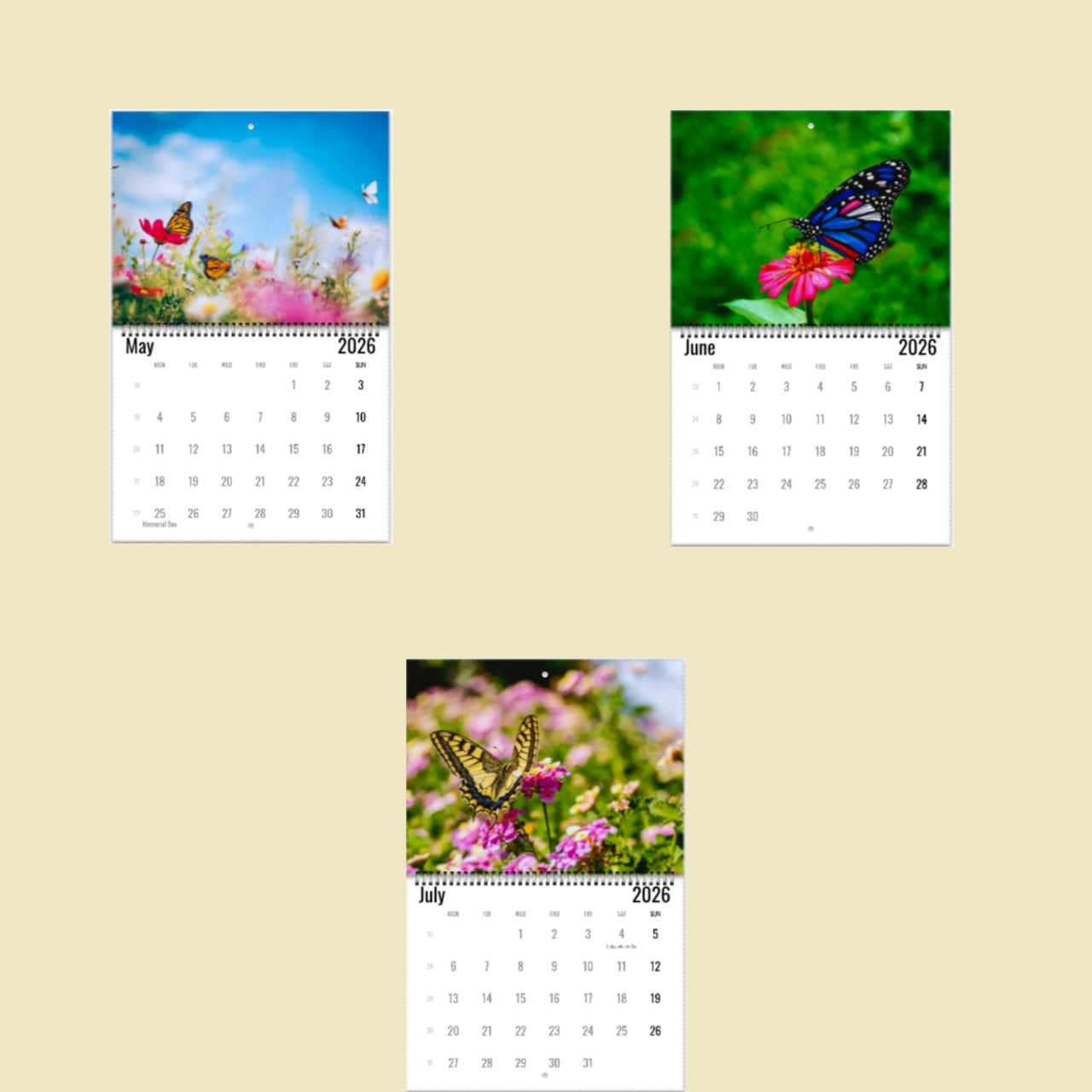 Butterfly Wall Calendar 2026