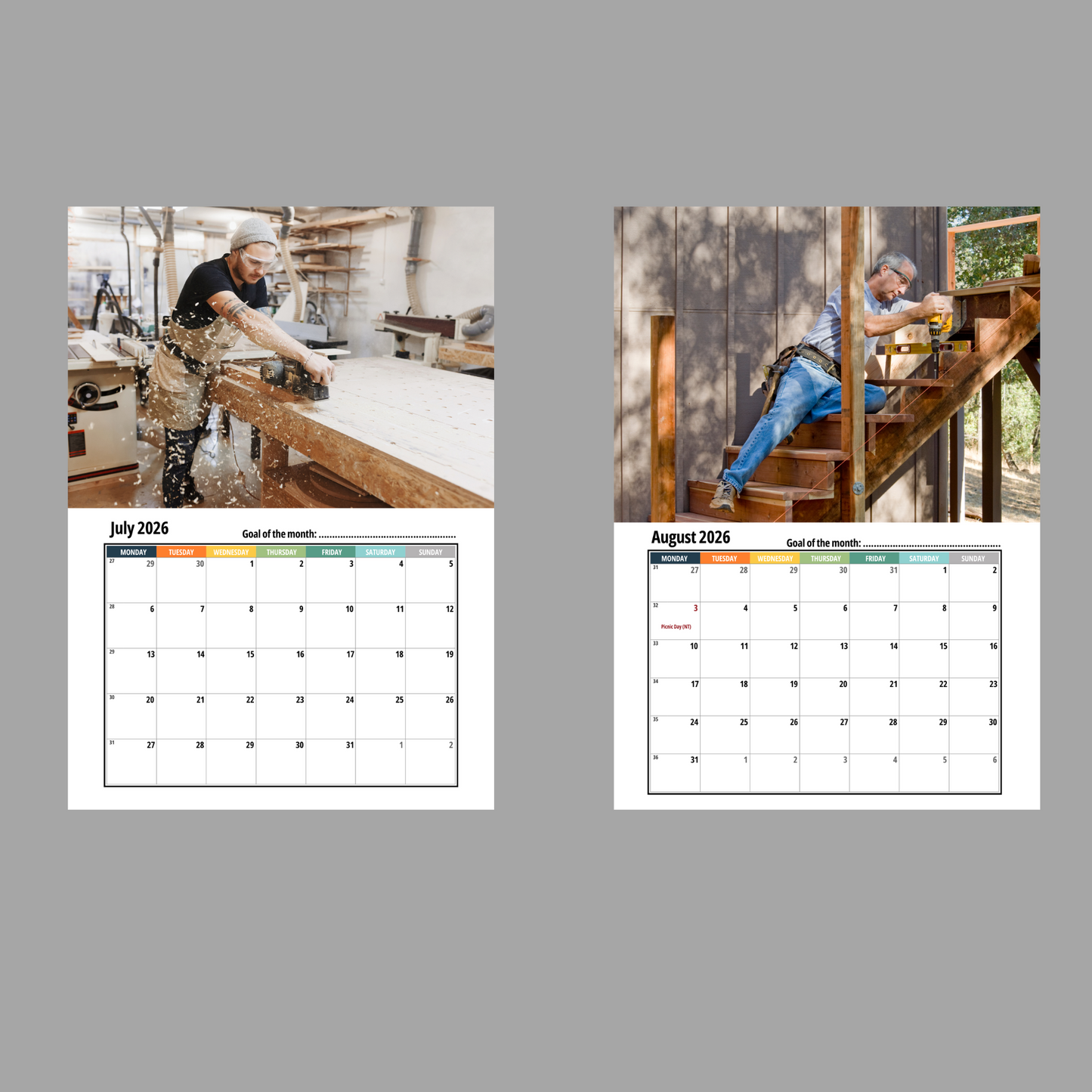 Carpenter Wall Calendar 2026