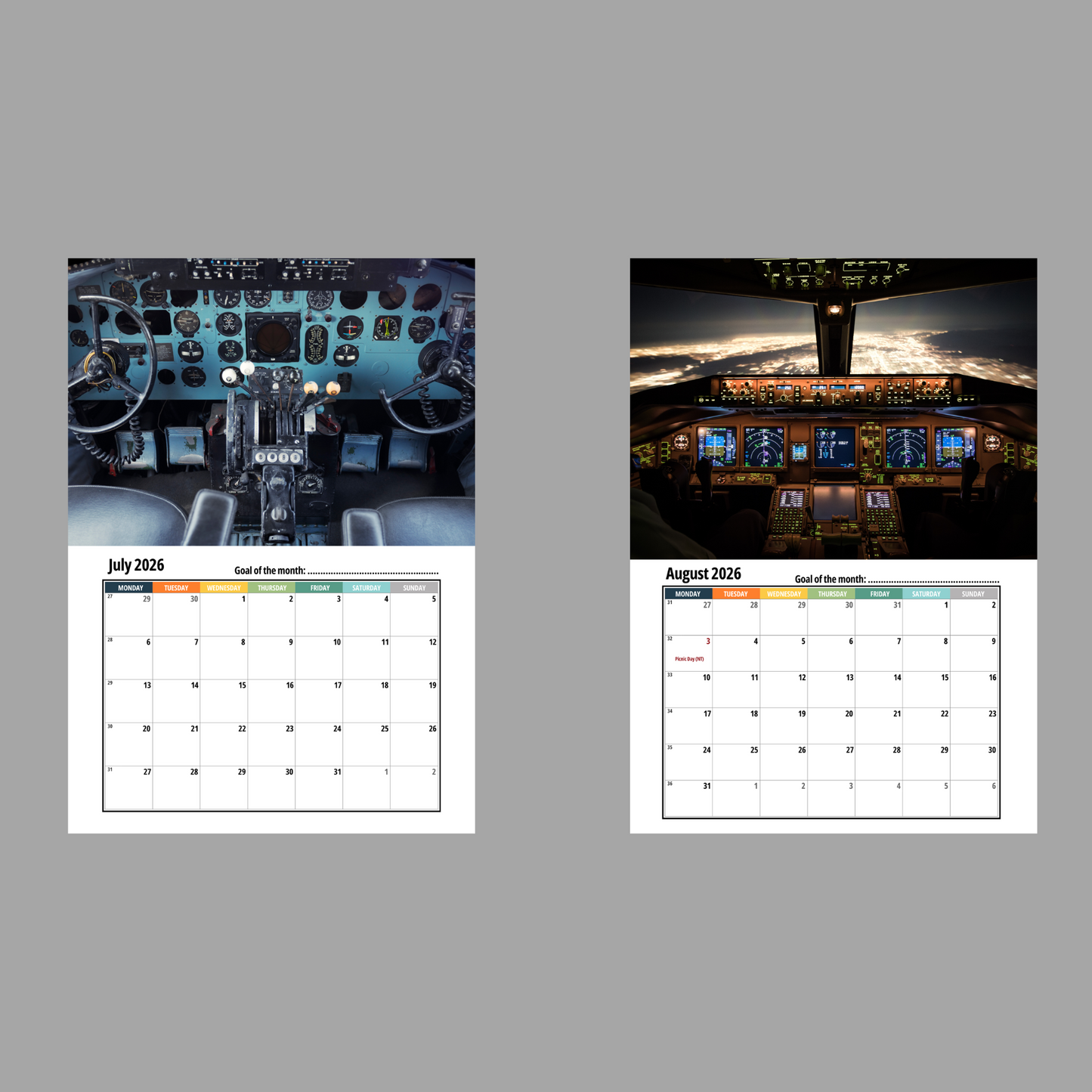 Cockpits Wall Calendar 2026