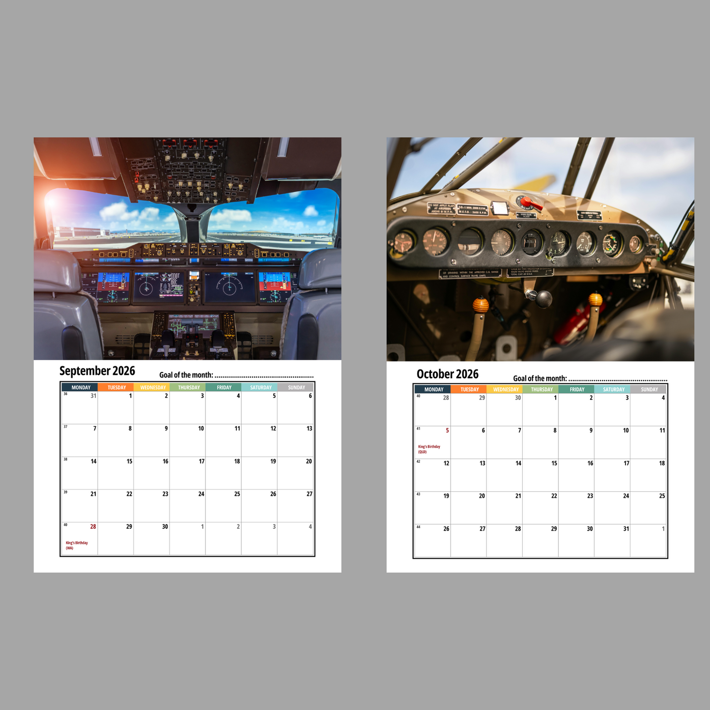 Cockpits Wall Calendar 2026