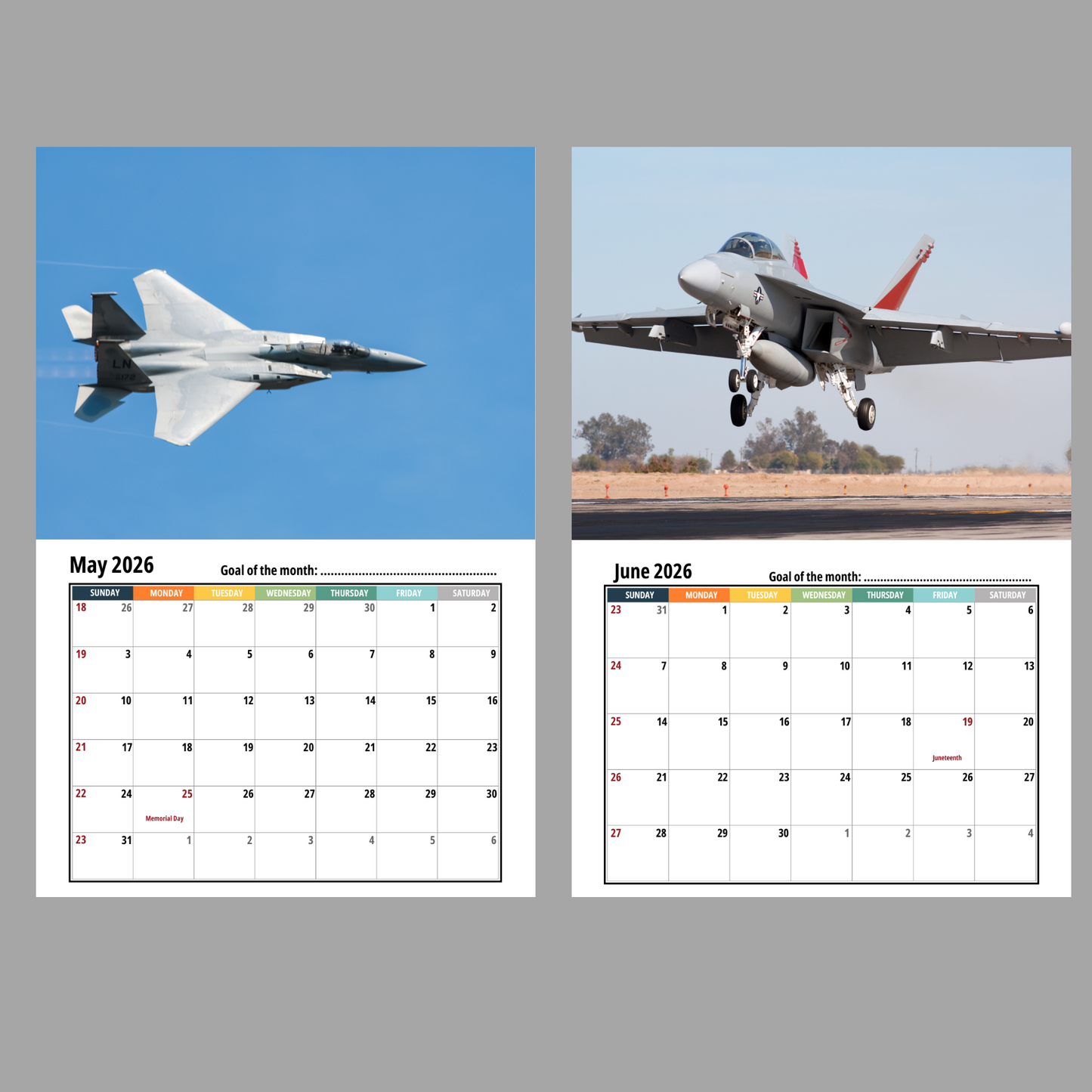 Fighter Jet Wall Calendar 2026