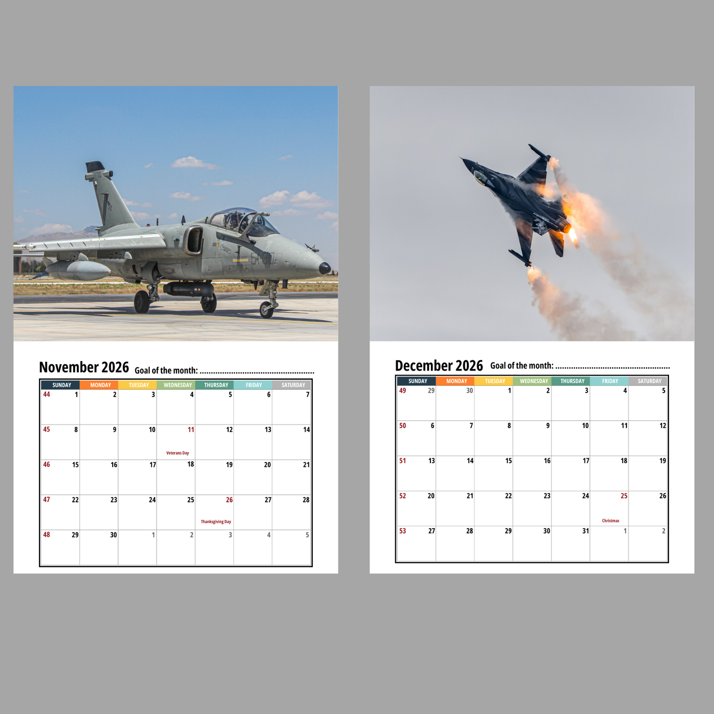 Fighter Jet Wall Calendar 2026