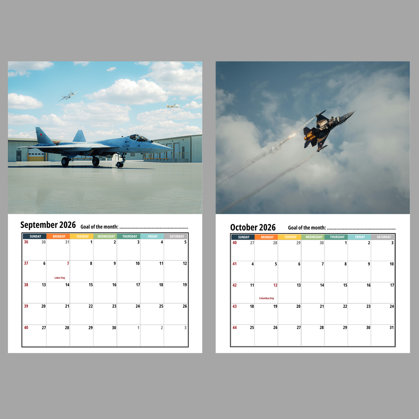 Fighter Jet Wall Calendar 2026