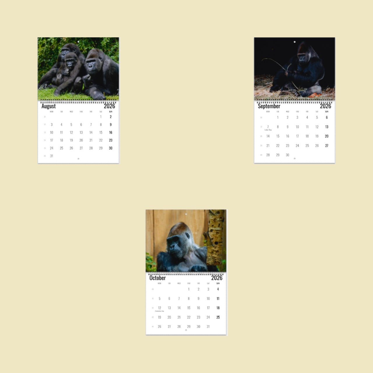 Gorilla Wall Calendar 2026
