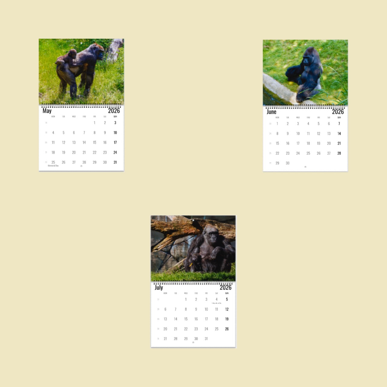Gorilla Wall Calendar 2026