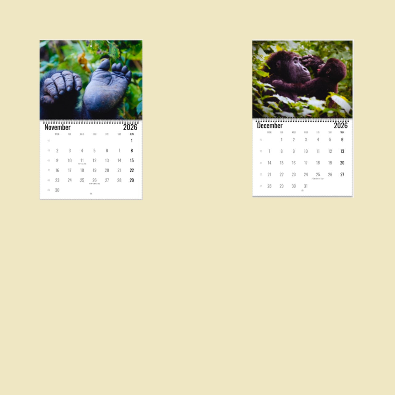Gorilla Wall Calendar 2026