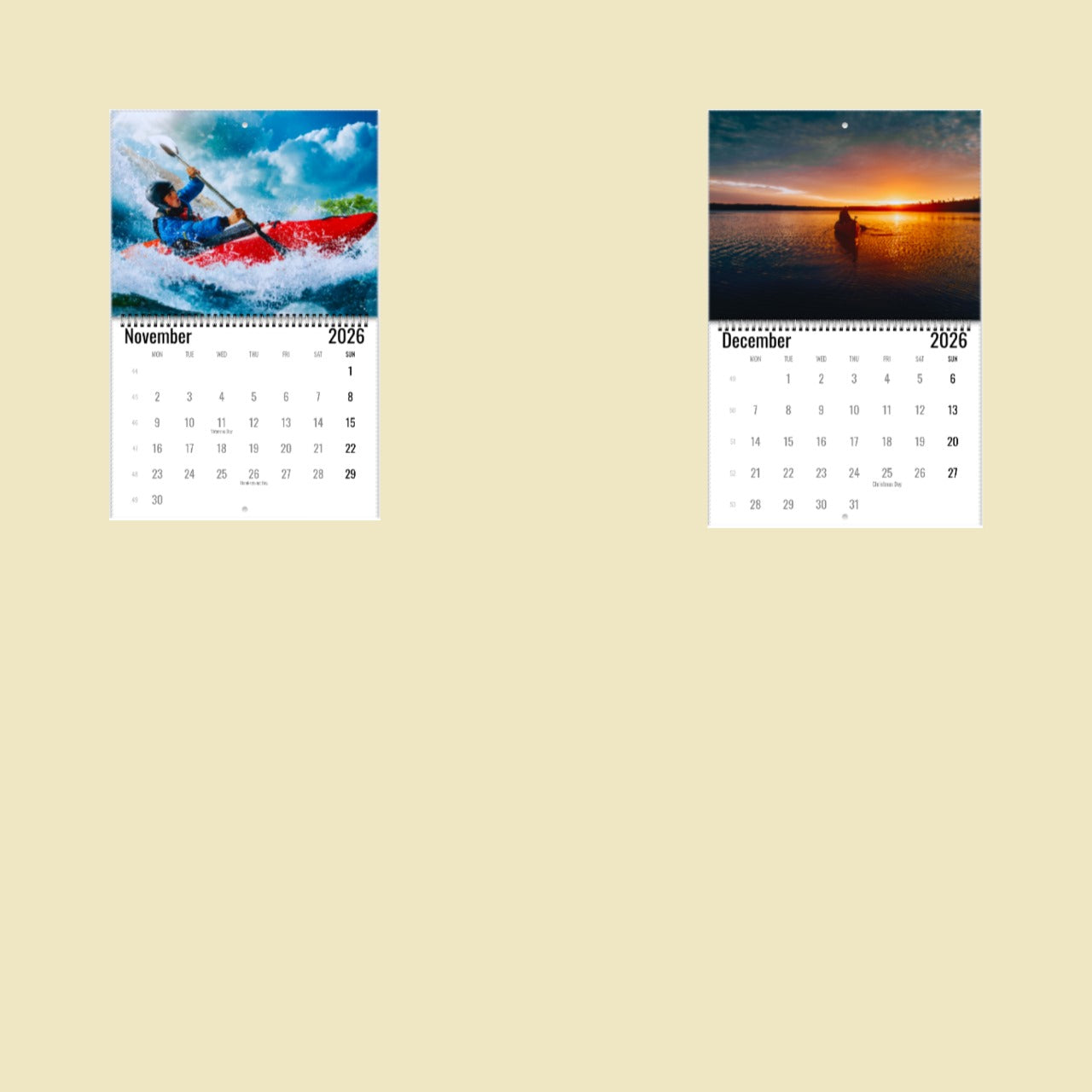 Kayaking Wall Calendar 2026
