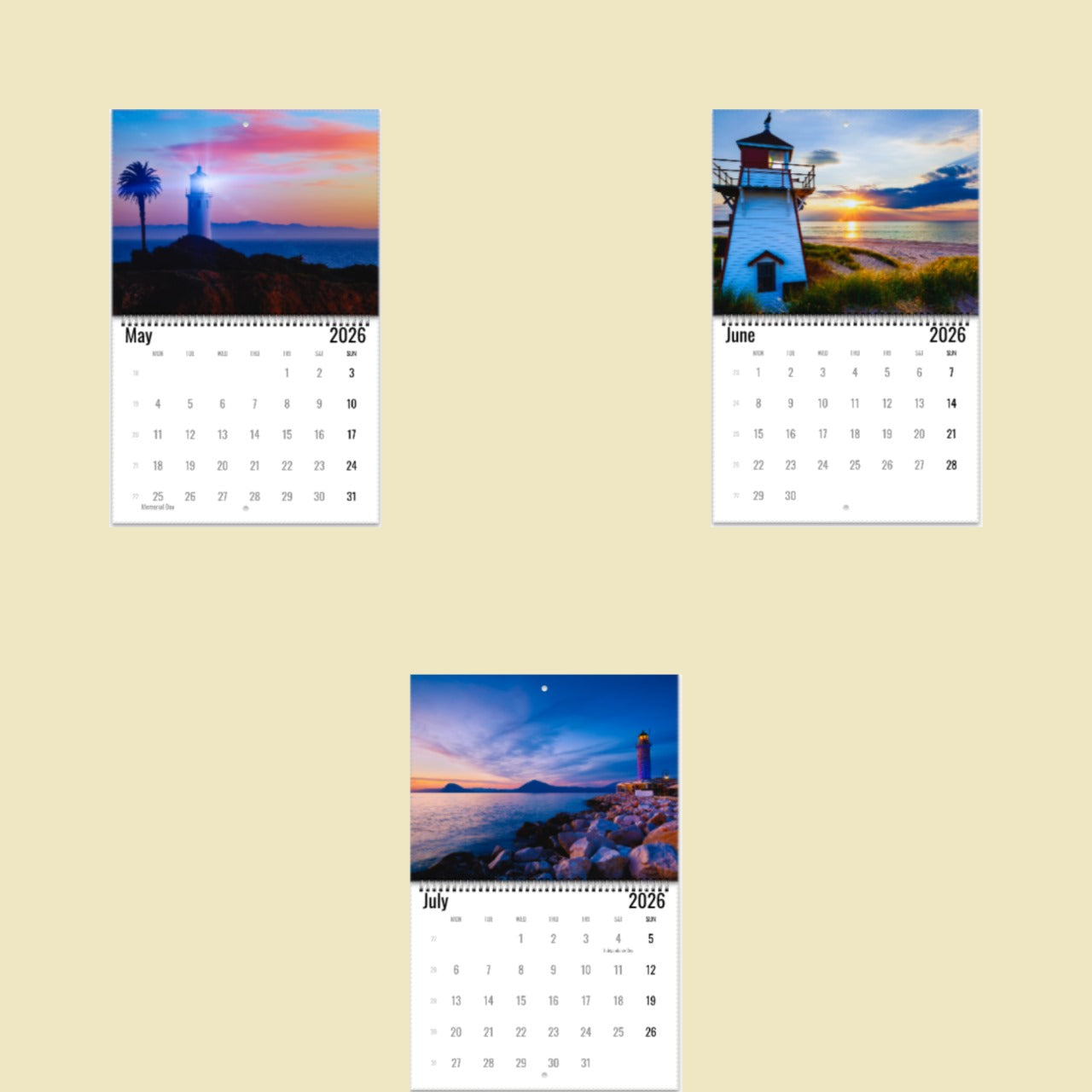 Lighthouse Wall Calendar 2026
