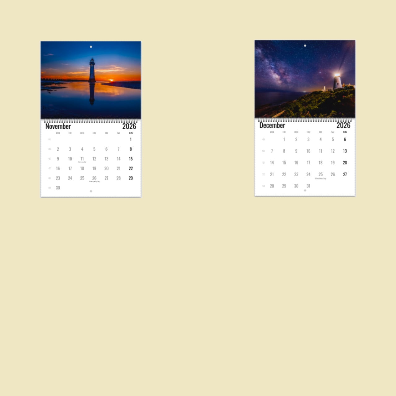 Lighthouse Wall Calendar 2026