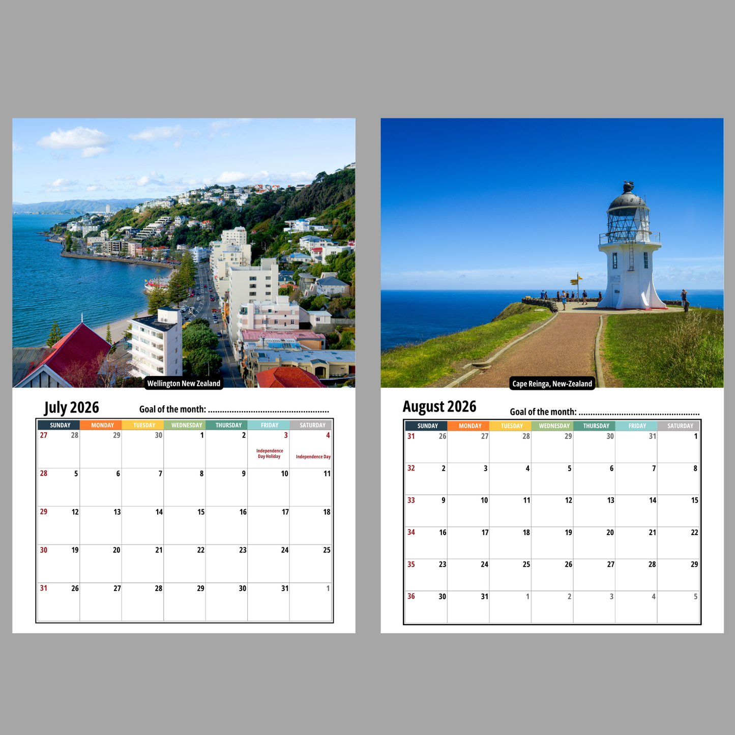 New Zealand Wall Calendar 2026