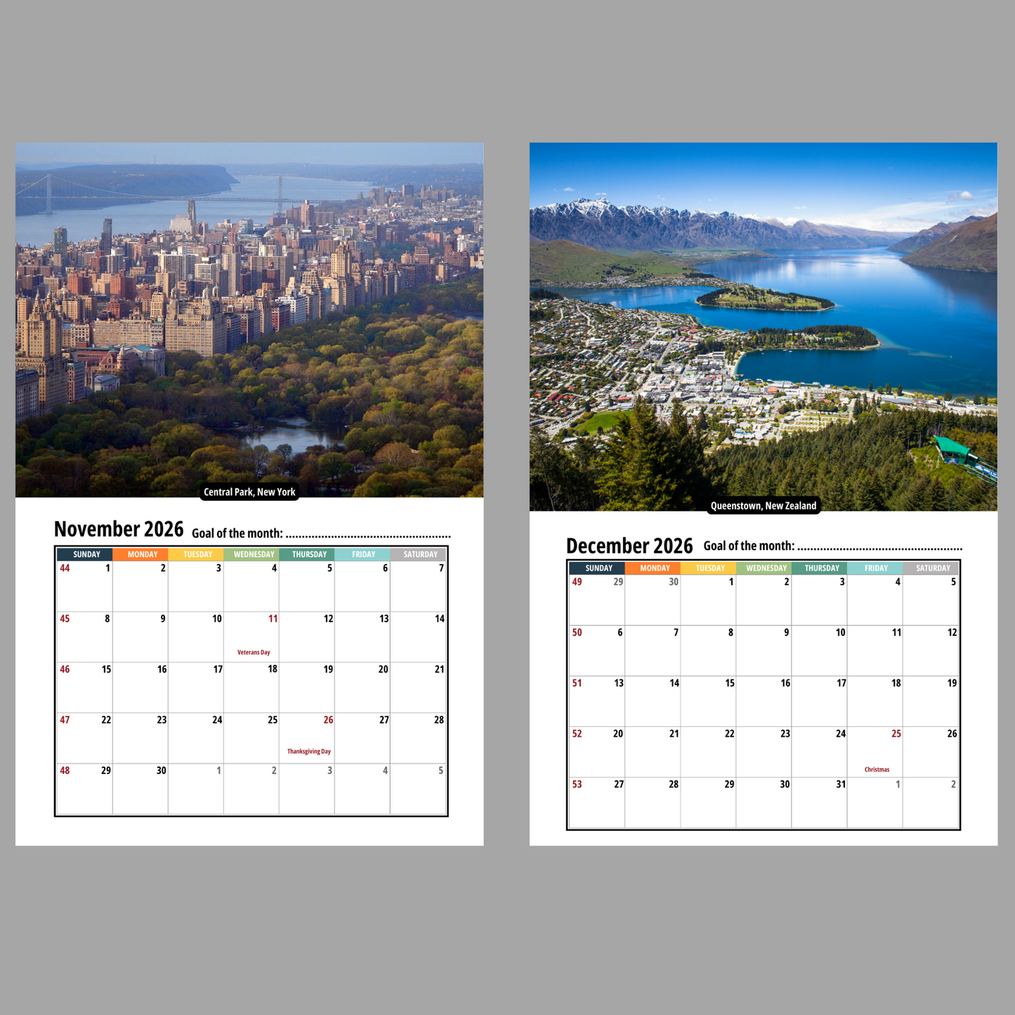 New Zealand Wall Calendar 2026
