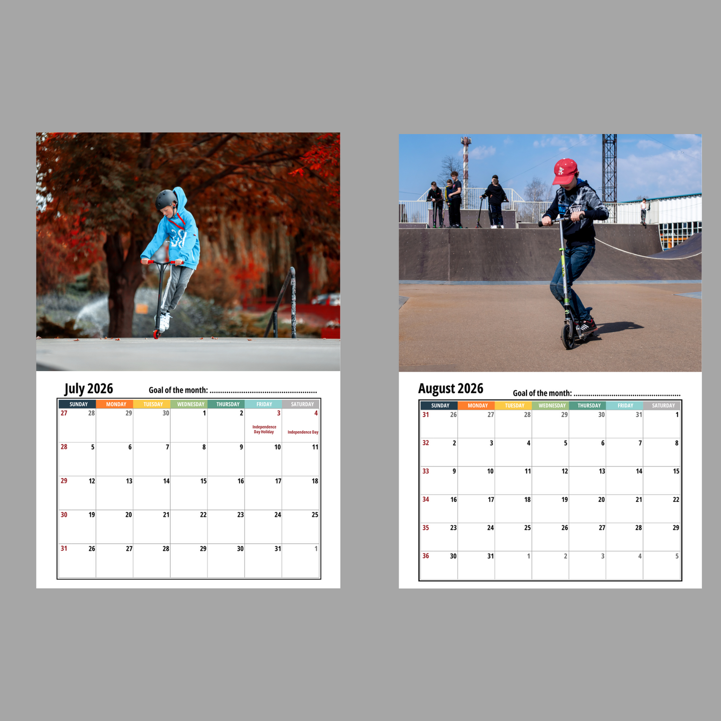 Scootering Wall Calendar 2026