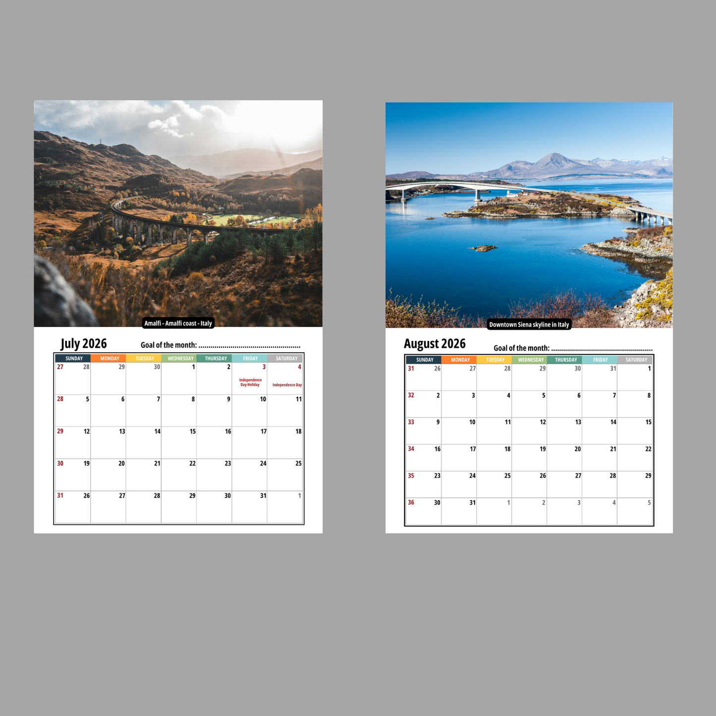 Scotland Wall Calendar 2026