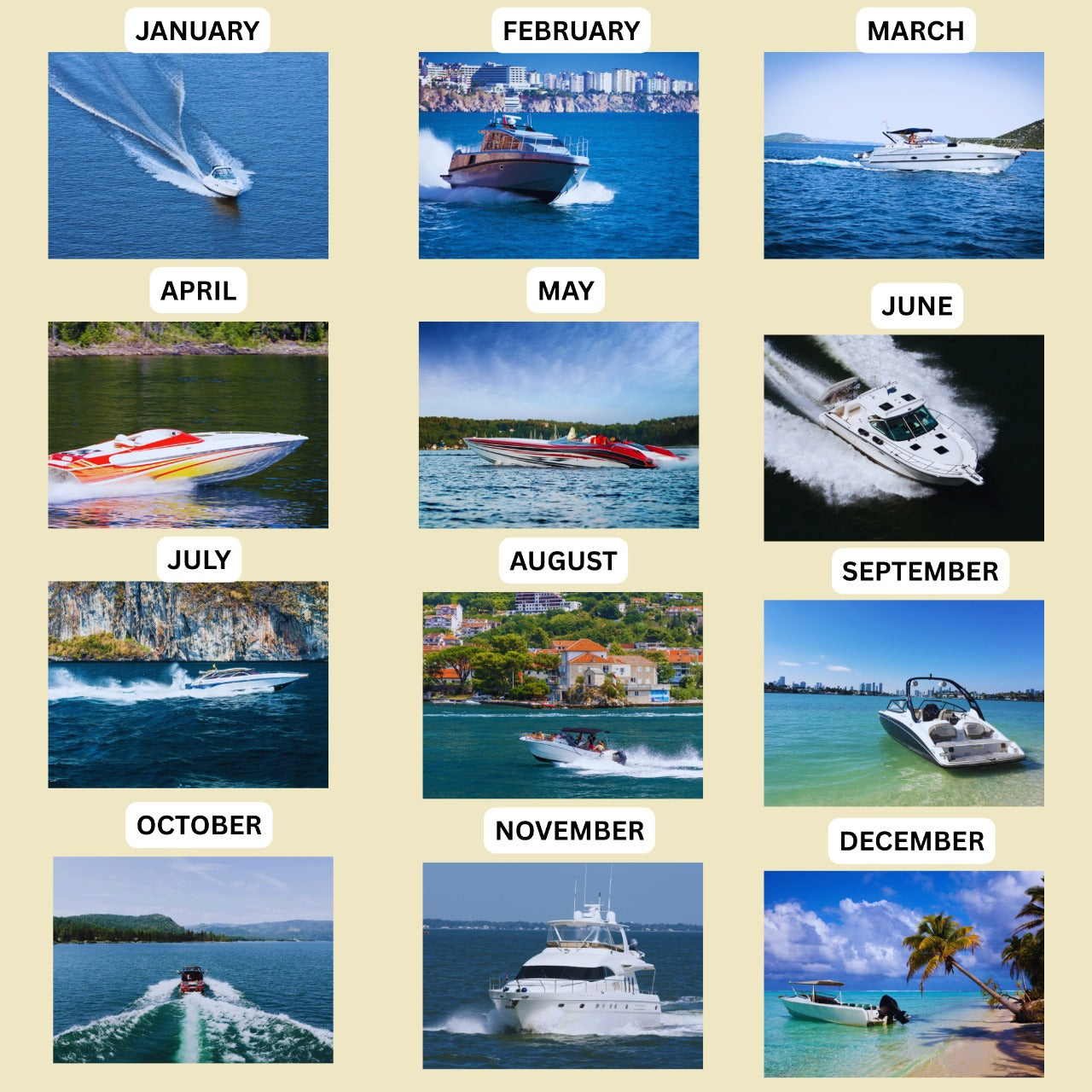 Speedboat Wall Calendar 2026
